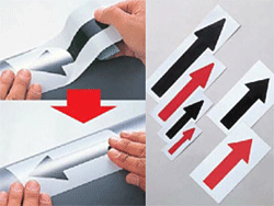 配管識別方向表示ステッカー（フチあり）