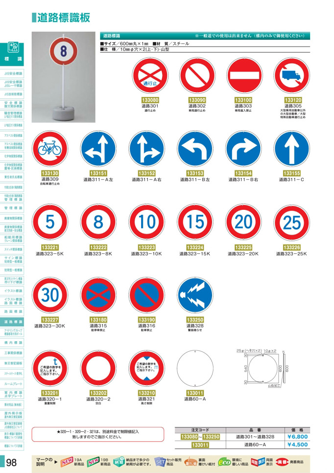 安全用品カタログ P.98 - 道路標識板 (1)