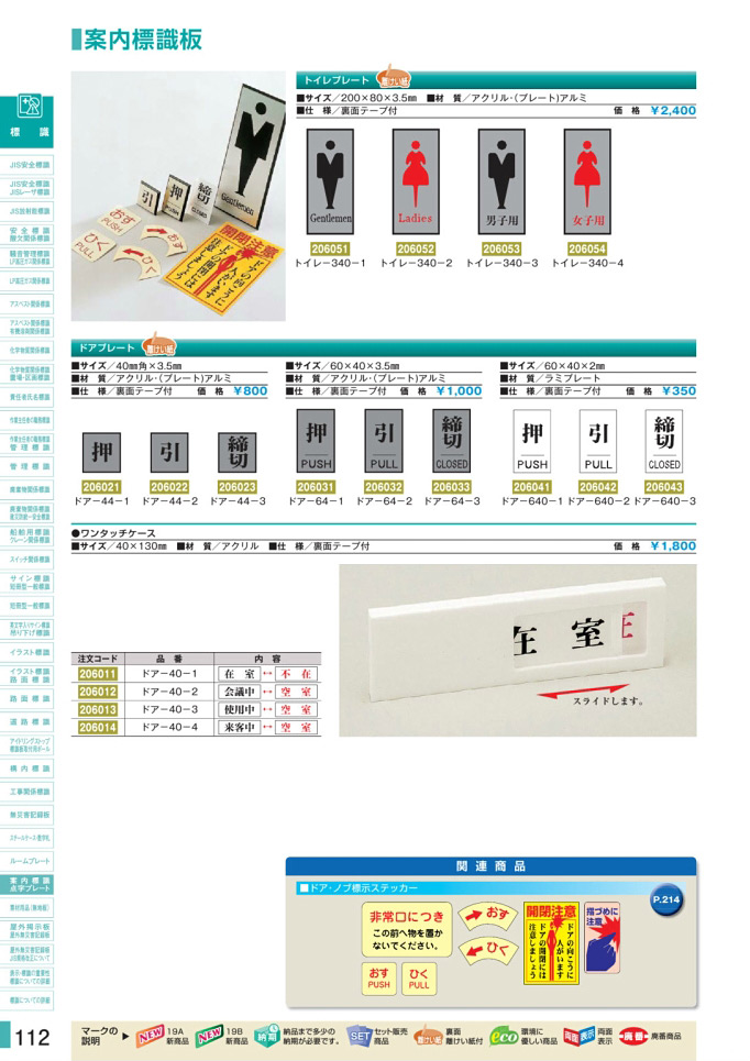 安全用品カタログ P.112 - 案内標識板