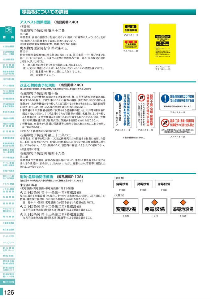 安全用品カタログ P.126 - 標識板についての詳細 (2)