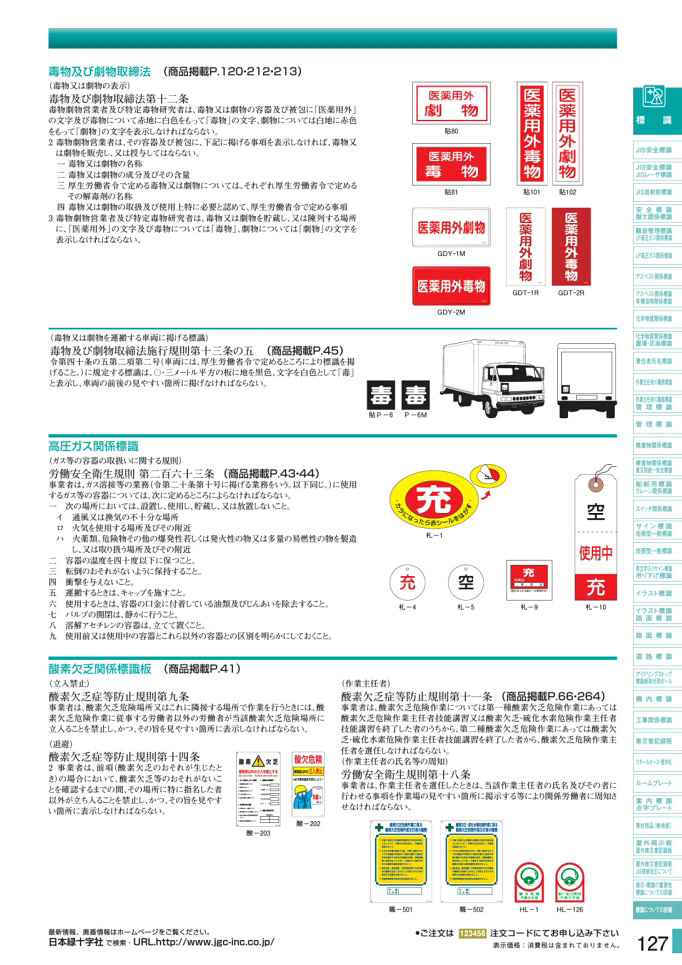 安全用品カタログ P.127 - 標識板についての詳細 (3)