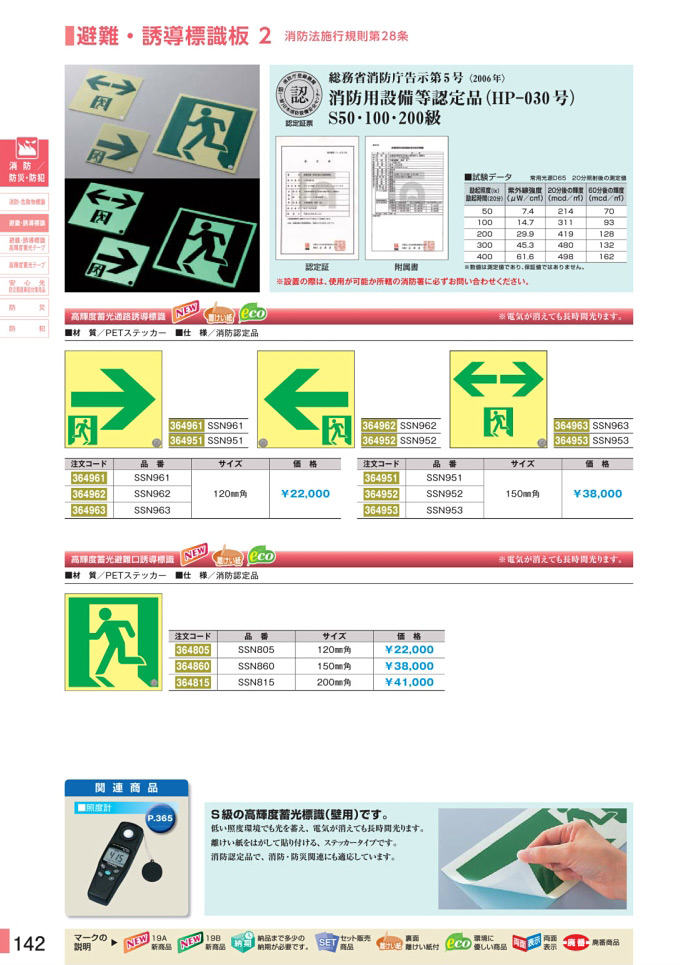 安全用品ストア: 高輝度蓄光通路誘導標識 (認定証票付) 非常口 150mm角