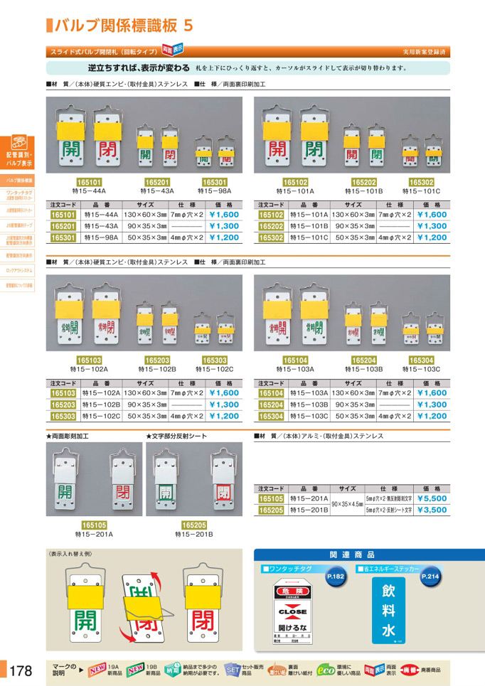 安全用品カタログ P.178 - バルブ関係標識板 5 (1)