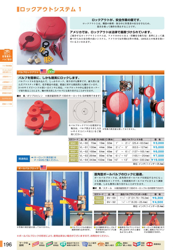 安全用品カタログ P.196-ロックアウトシステム 1 (1)／ロックアウトシステム 1 (1)