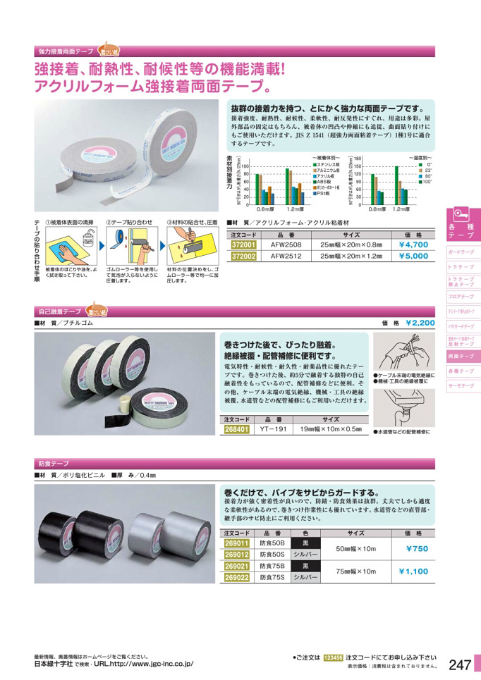 安全用品カタログ P.247-両面テープ (2)／両面テープ (2)