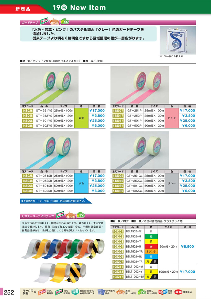 安全用品ストア: ビバスーパーラインテープ 100mm幅×20ｍ カラー:白 (105211) ラインテープ・滑り止めテープ