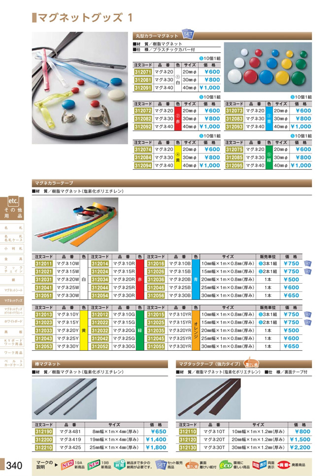 安全用品カタログ P.340-マグネットグッズ 1 (1)／マグネットグッズ 1 (1)