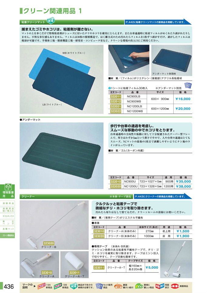 安全用品カタログ P.436-クリーン関連用品 1 (1)／クリーン関連用品 1 (1)